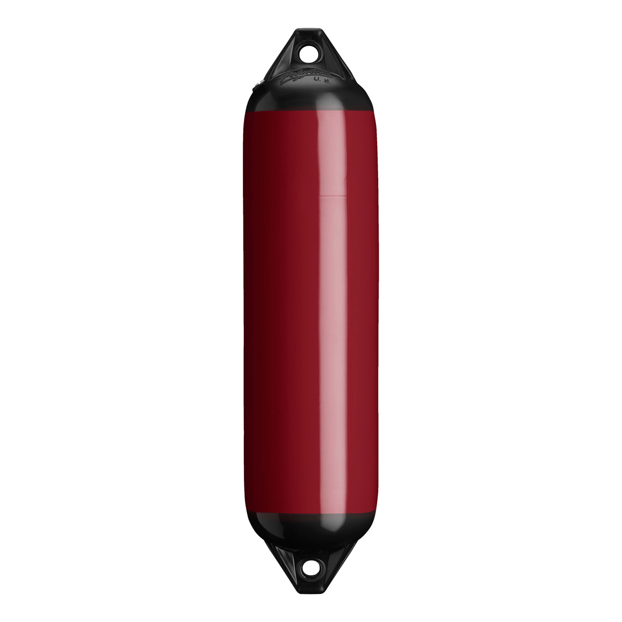 Burgundy boat fender with Black-Top, Polyform F-1