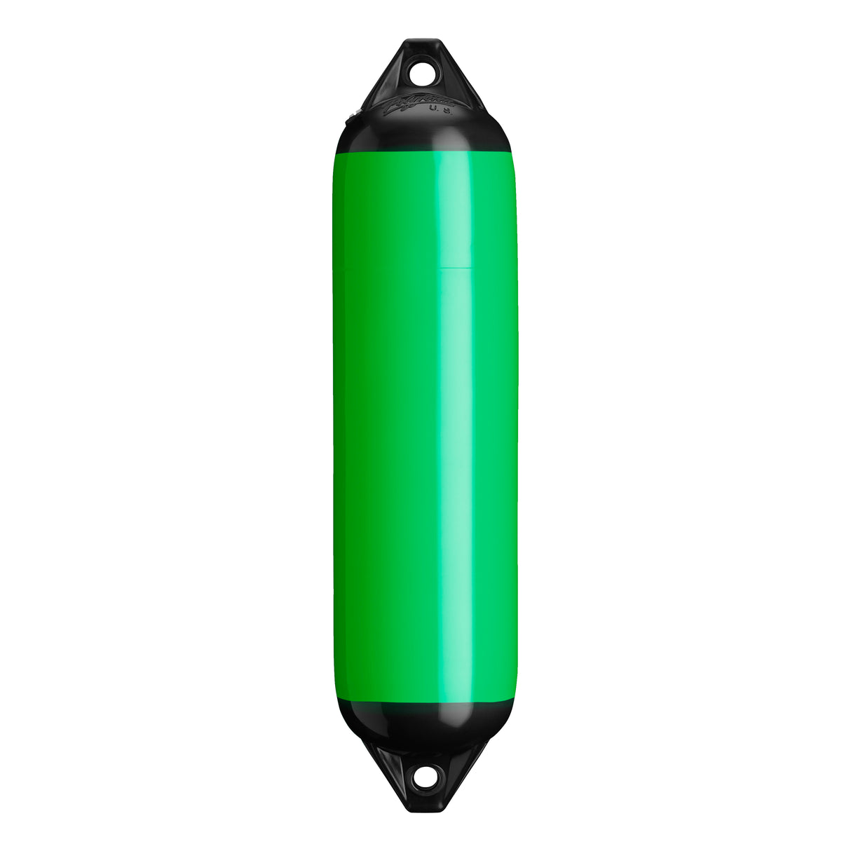 Green boat fender with Black-Top, Polyform F-1