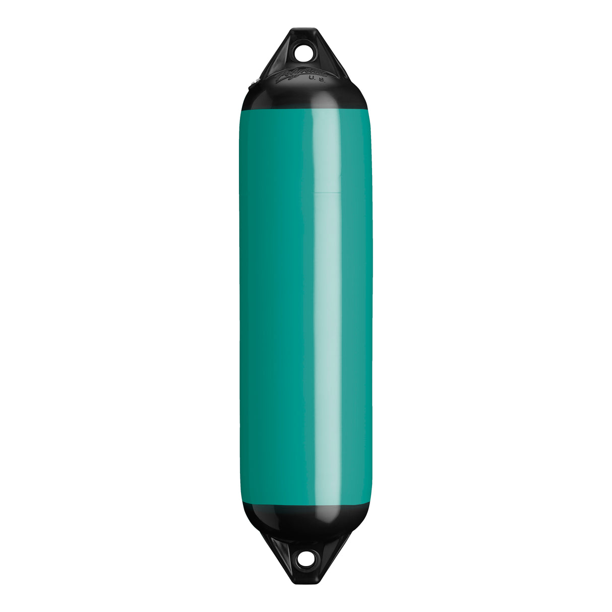 Teal boat fender with Black-Top, Polyform F-1
