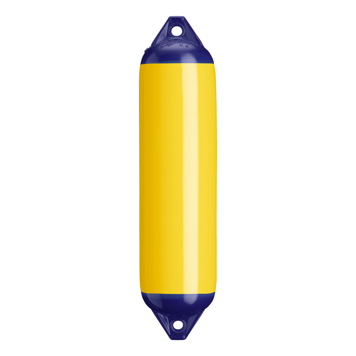 Yellow boat fender with Navy-Top, Polyform F-1