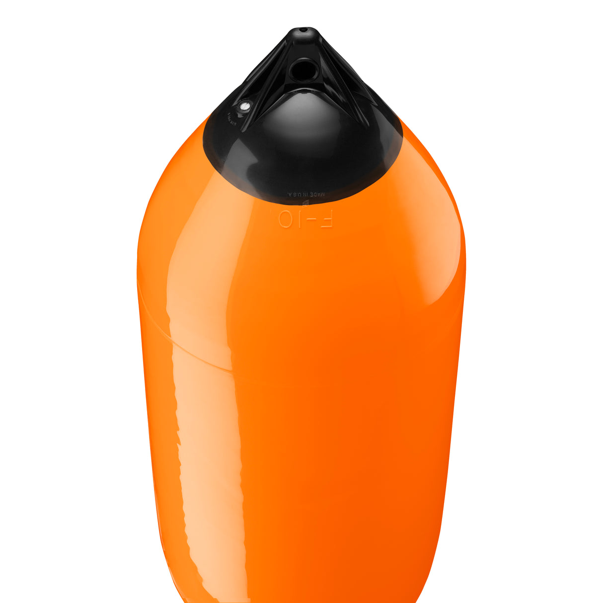 Orange boat fender with Navy-Top, Polyform F-10 angled shot