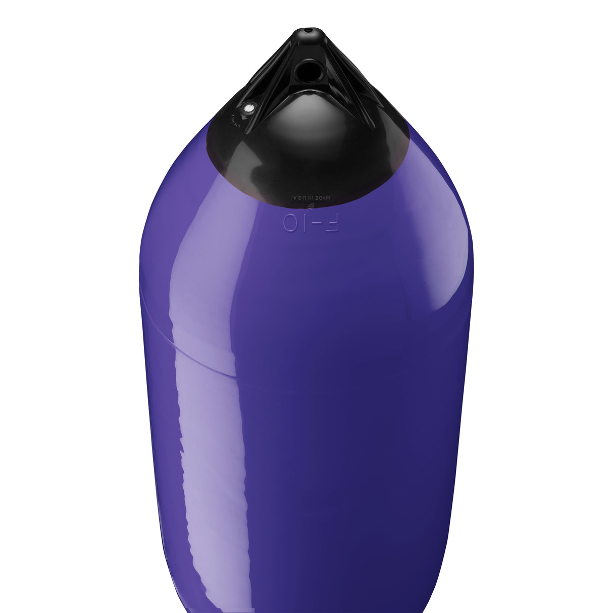 Purple boat fender with Navy-Top, Polyform F-10 angled shot