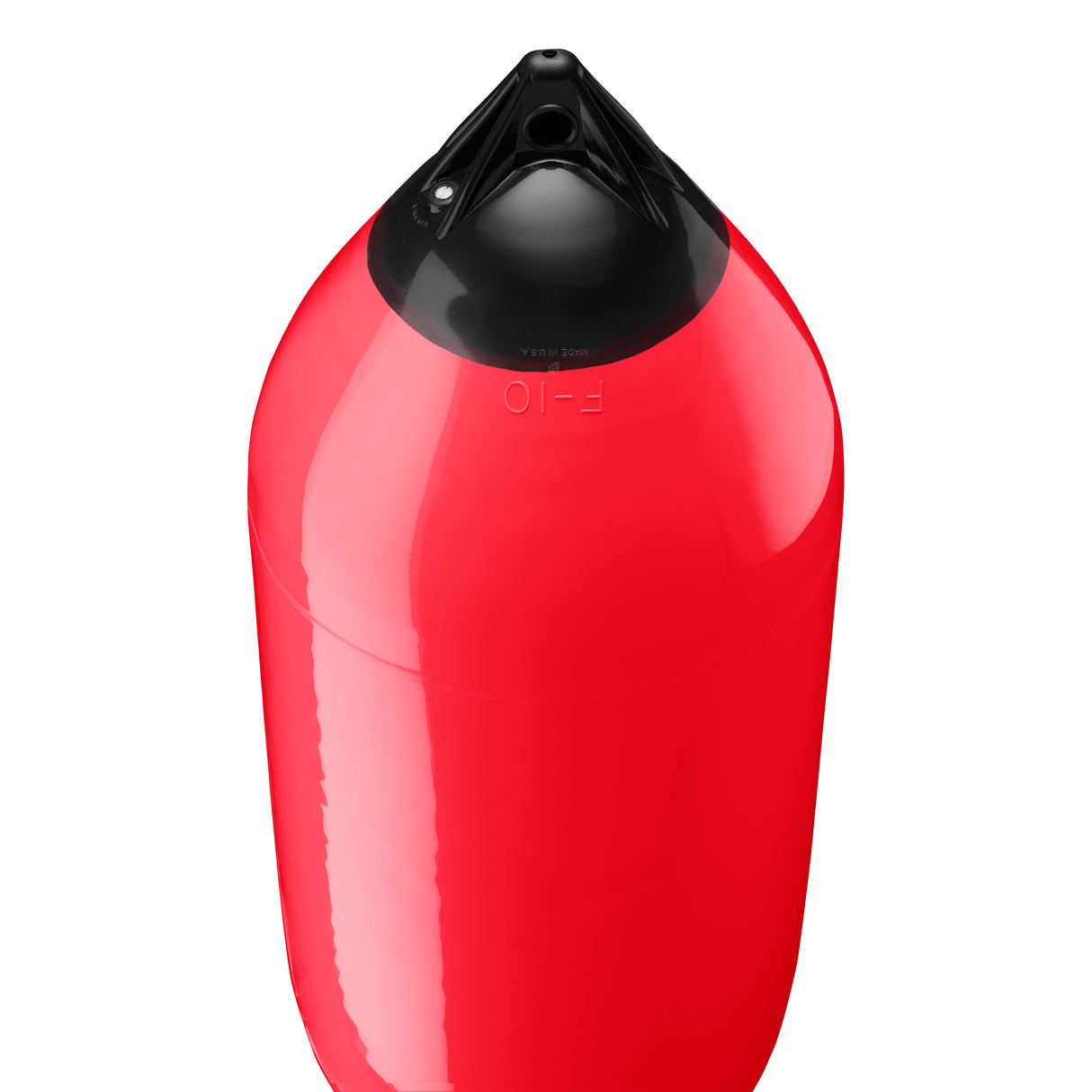 Red boat fender with Navy-Top, Polyform F-10 angled shot