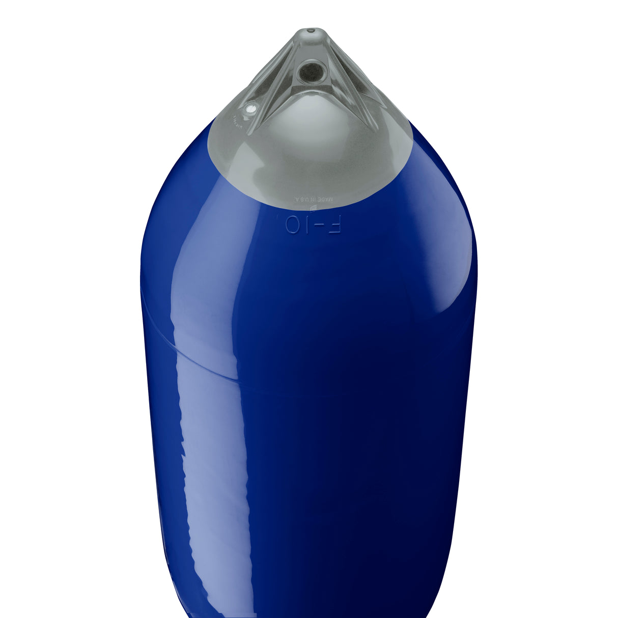 Cobalt Blue boat fender with Grey-Top, Polyform F-10 angled shot