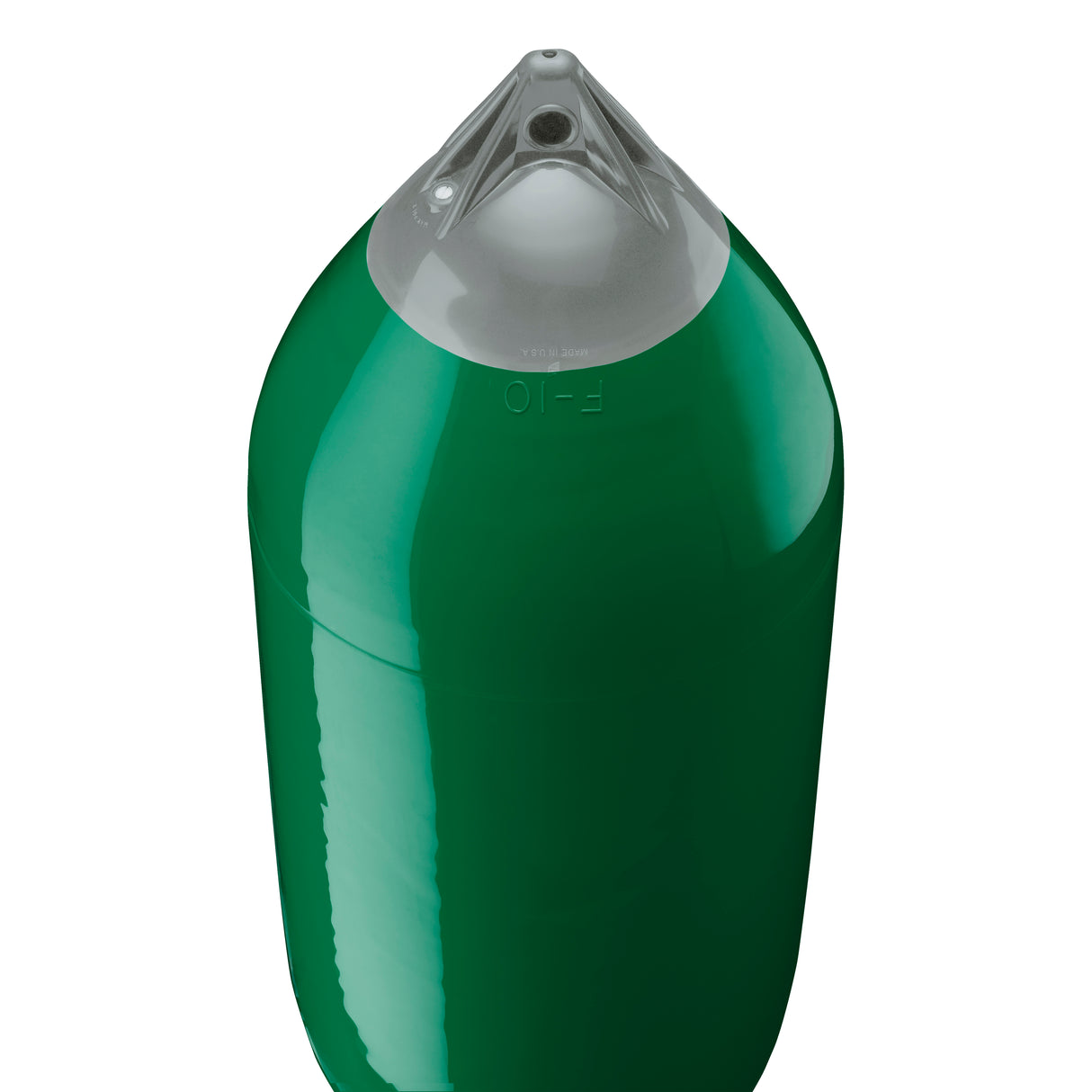 Forest Green boat fender with Grey-Top, Polyform F-10 angled shot