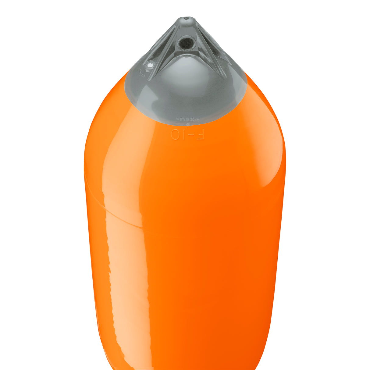 Orange boat fender with Grey-Top, Polyform F-10 angled shot