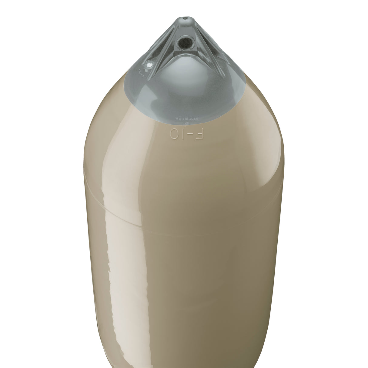 Sand boat fender with Grey-Top, Polyform F-10 angled shot