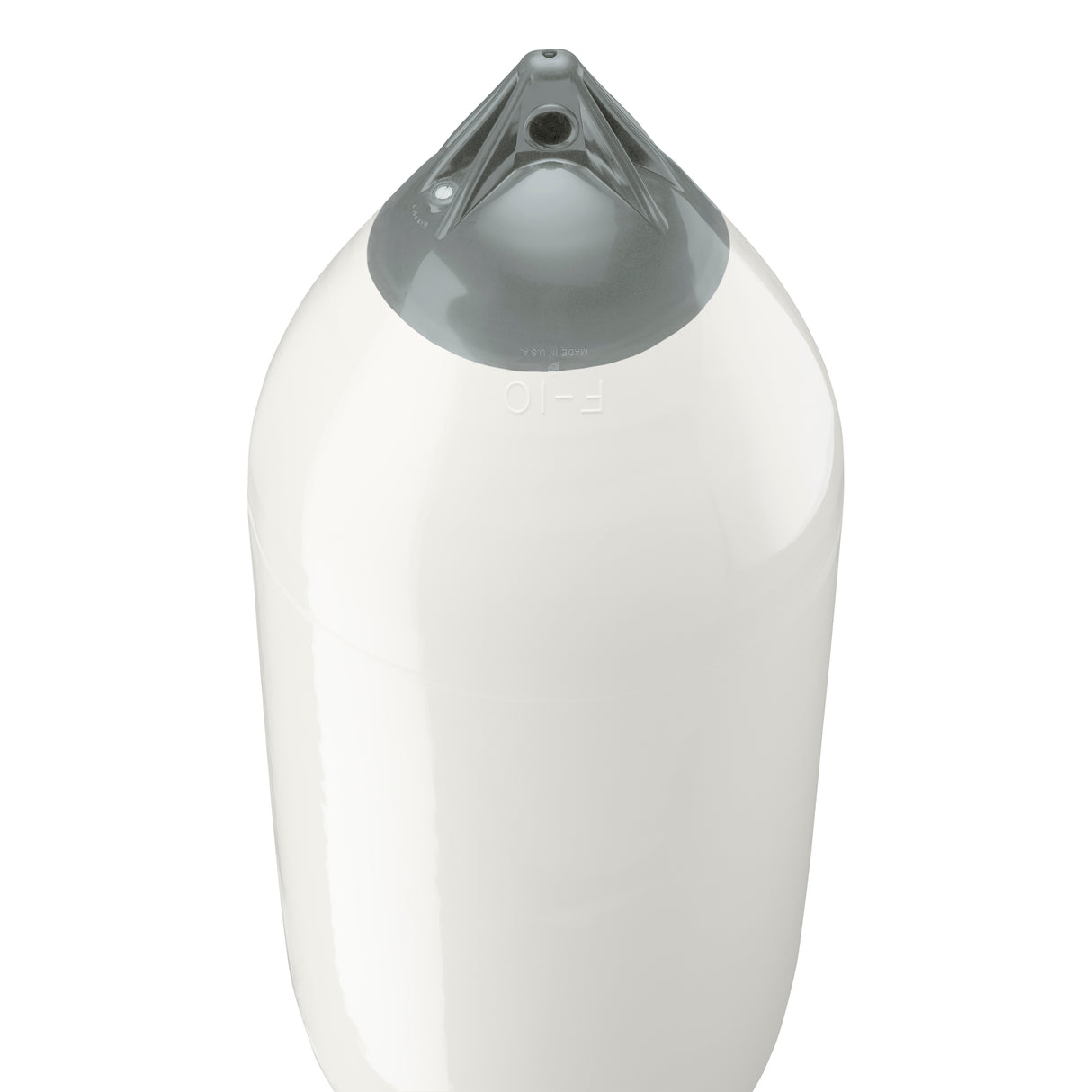 White boat fender with Grey-Top, Polyform F-10 angled shot