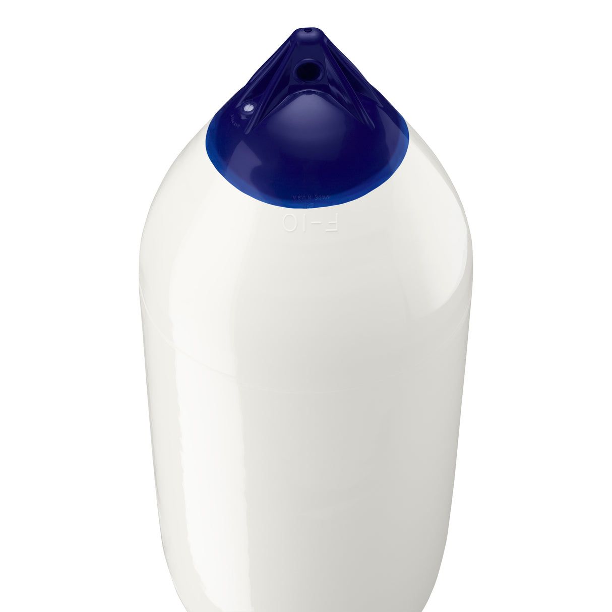 White boat fender with Navy-Top, Polyform F-10 angled shot