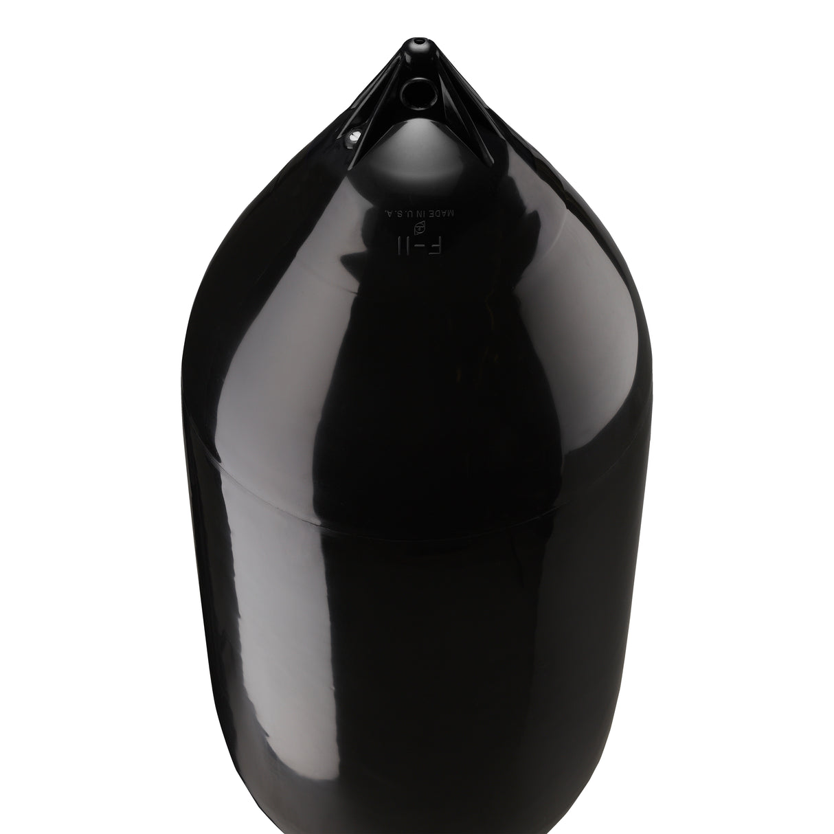 Black boat fender with Navy-Top, Polyform F-11 angled shot