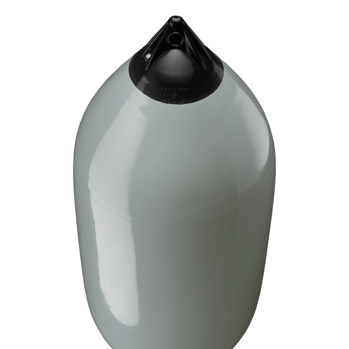 Grey boat fender with Navy-Top, Polyform F-11 angled shot