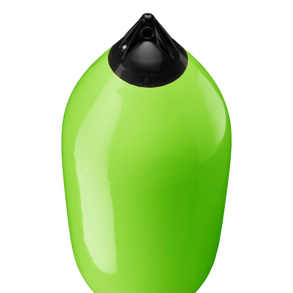 Lime boat fender with Navy-Top, Polyform F-11 angled shot