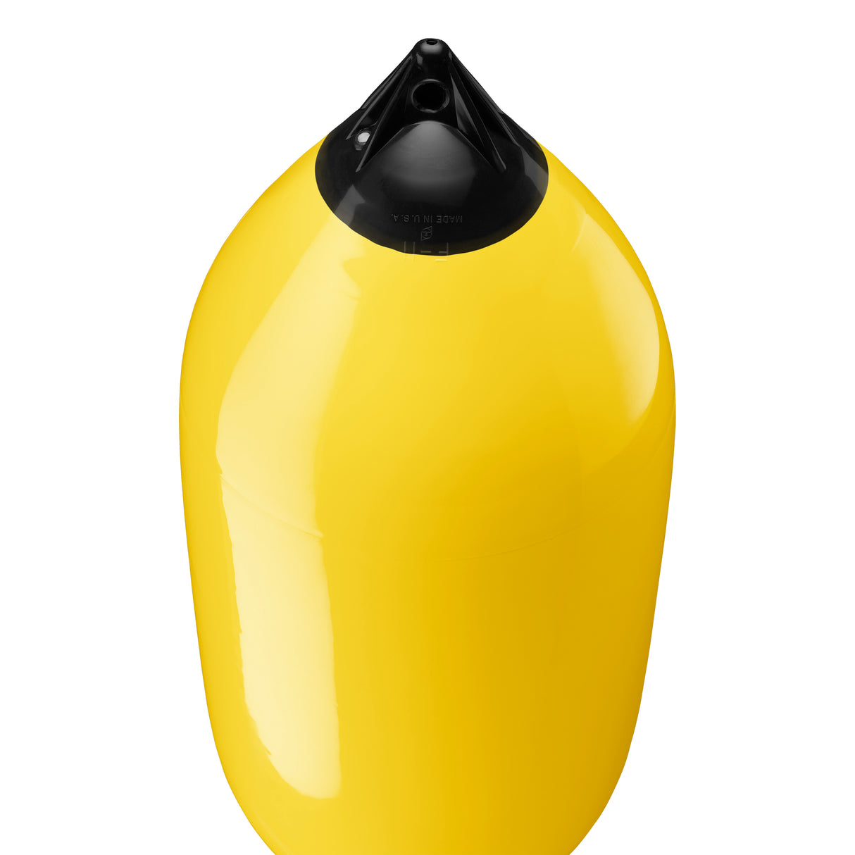 Yellow boat fender with Navy-Top, Polyform F-11 angled shot