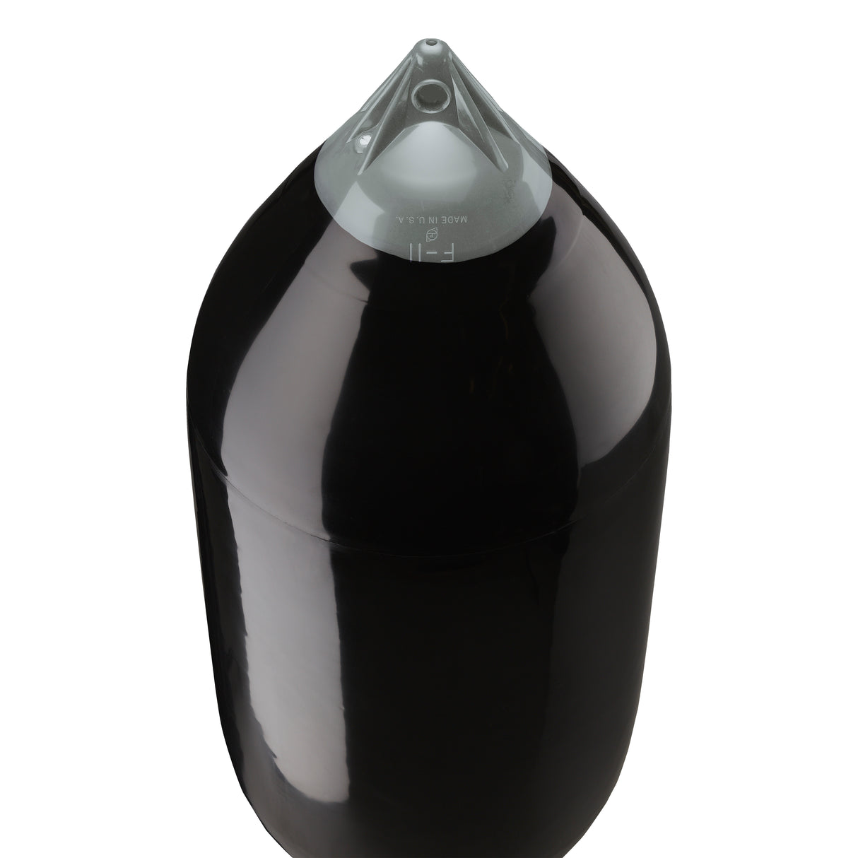 Black boat fender with Grey-Top, Polyform F-11 angled shot