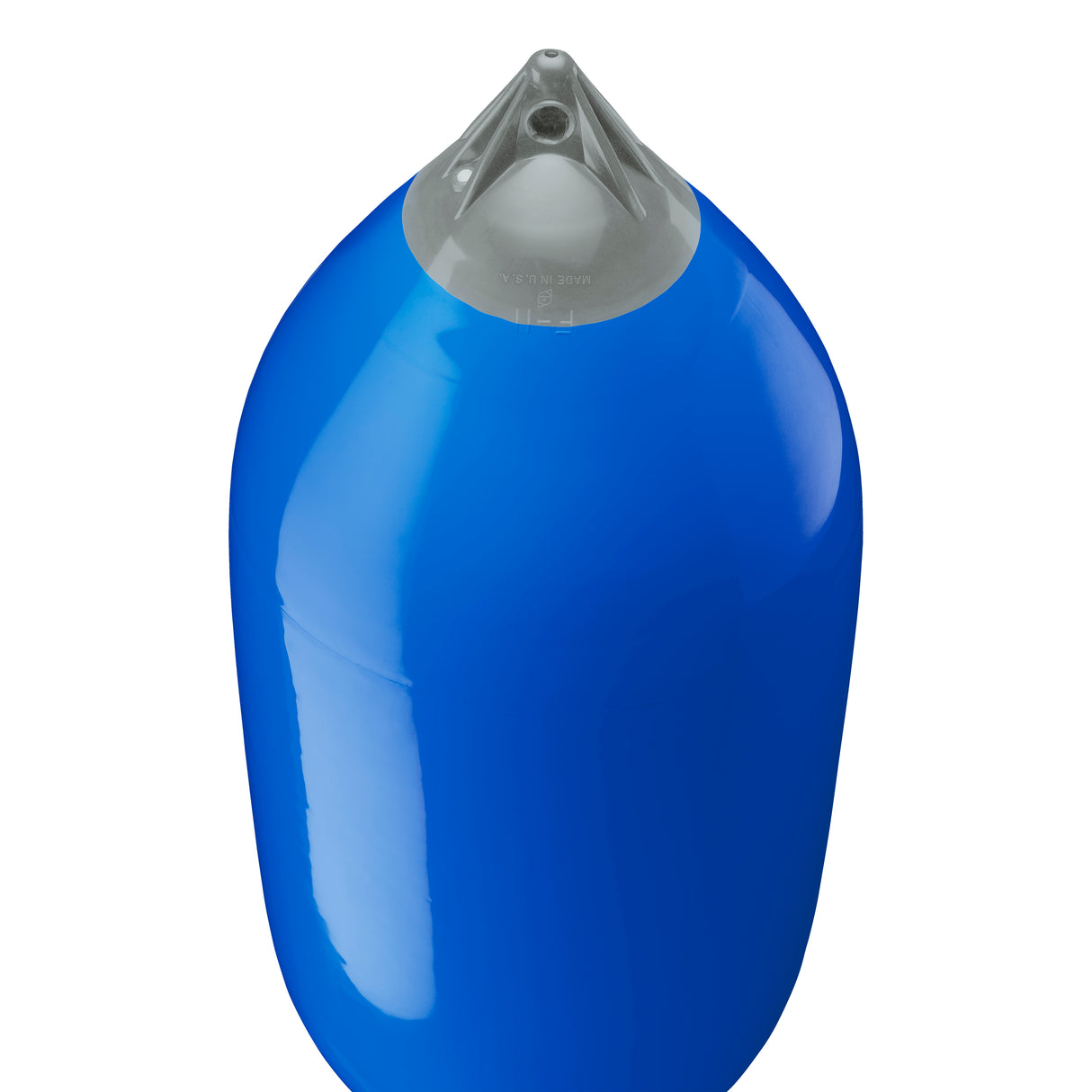 Blue boat fender with Grey-Top, Polyform F-11 angled shot