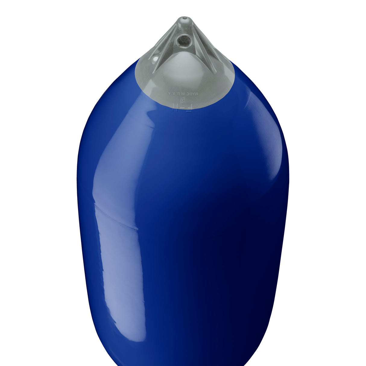 Cobalt Blue boat fender with Grey-Top, Polyform F-11 angled shot