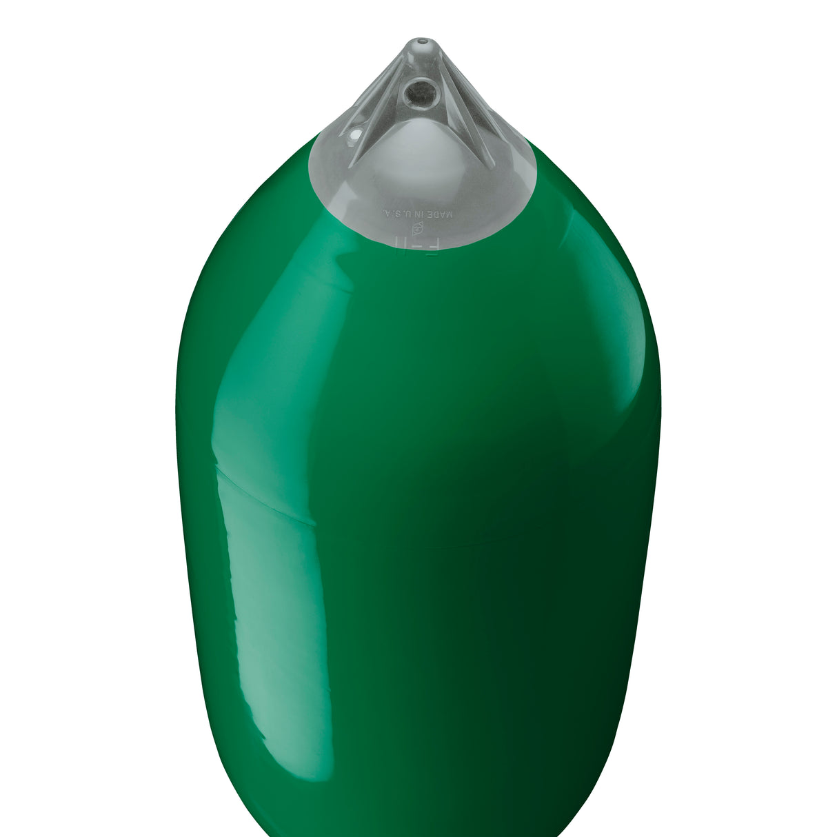 Forest Green boat fender with Grey-Top, Polyform F-11 angled shot