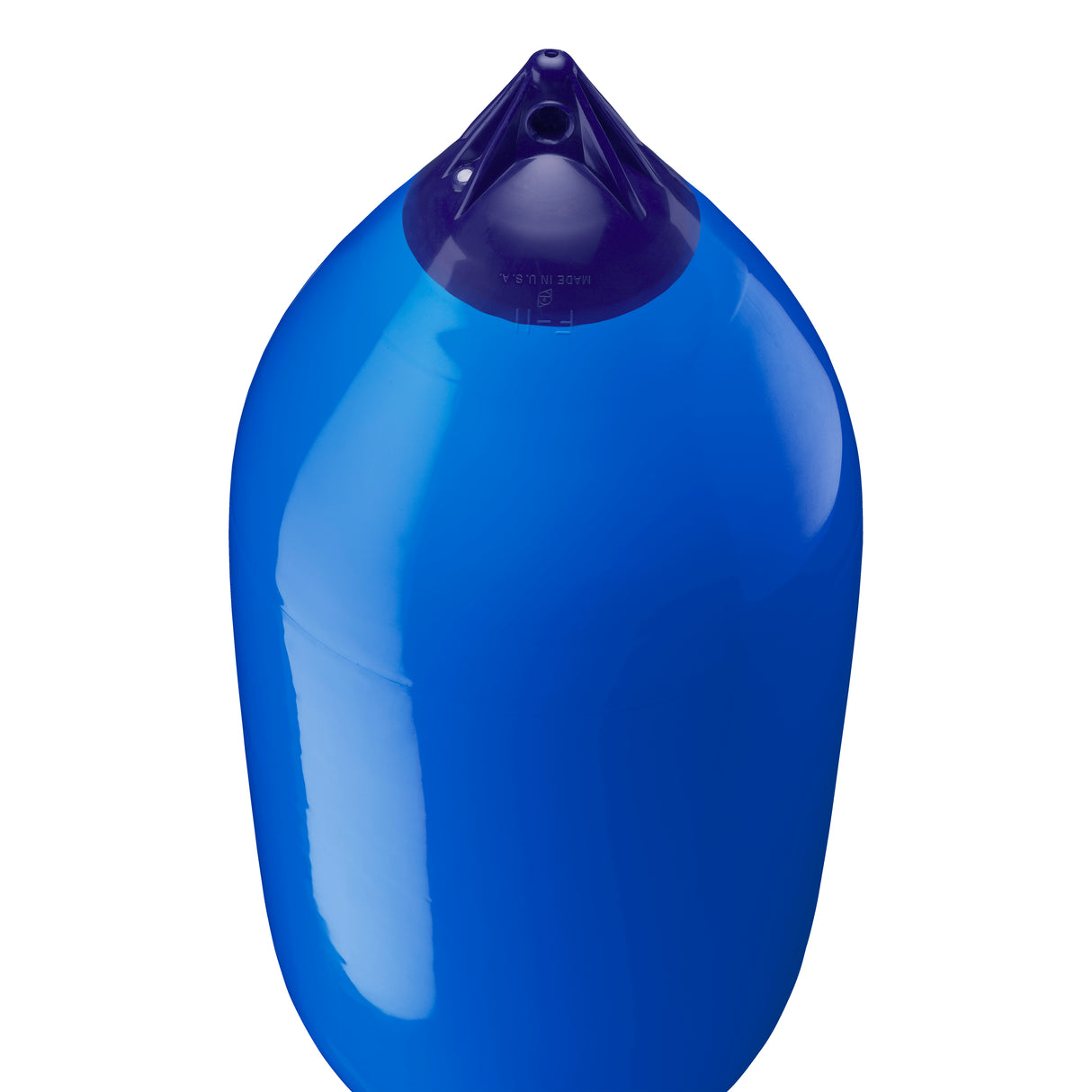 Blue boat fender with Navy-Top, Polyform F-11 angled shot