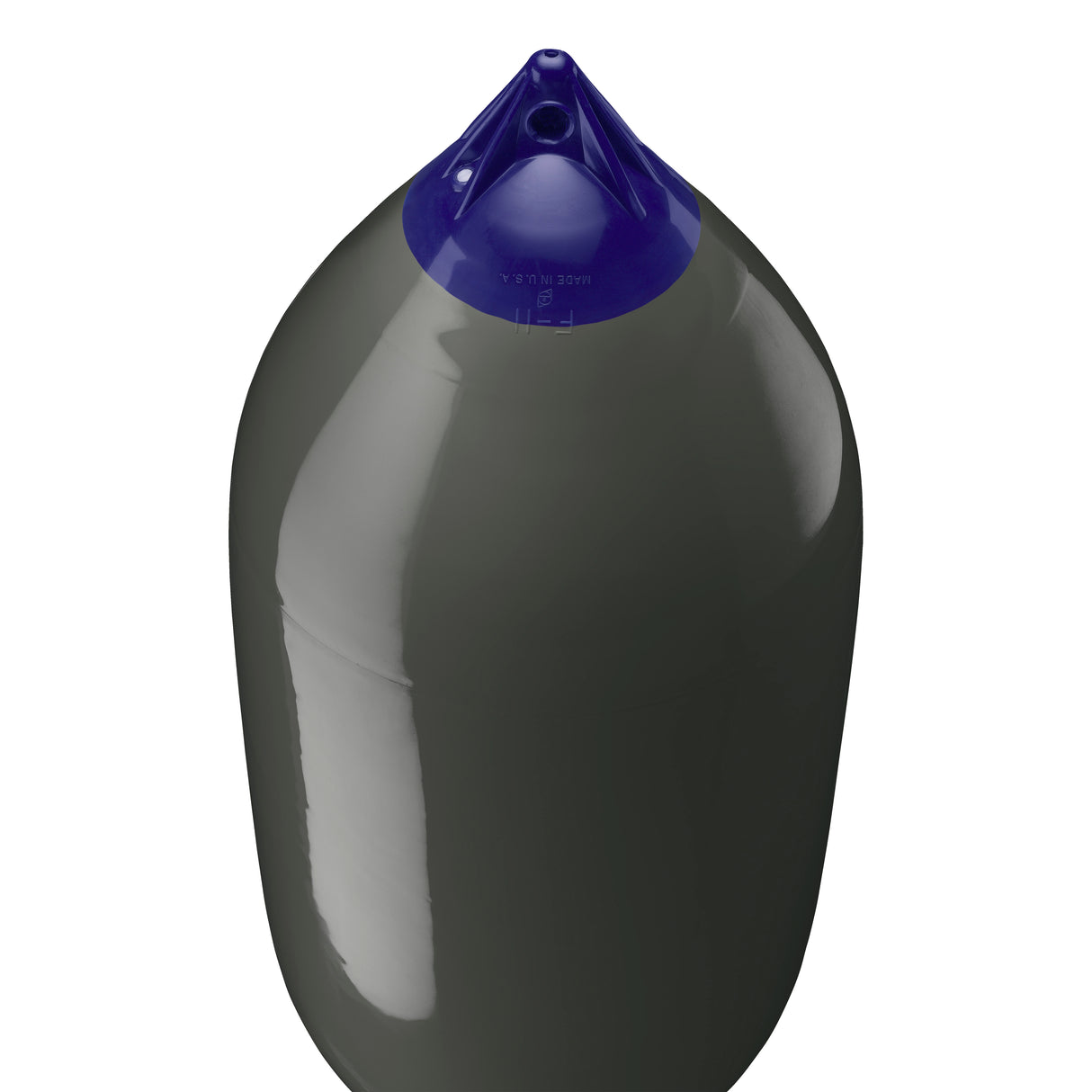 Graphite boat fender with Navy-Top, Polyform F-11 angled shot
