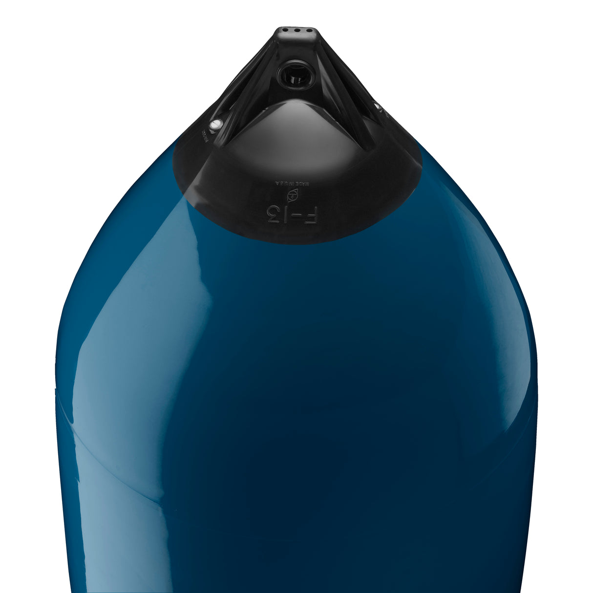 Catalina Blue boat fender with Navy-Top, Polyform F-13 angled shot