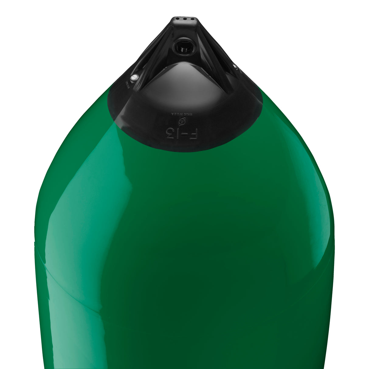 Forest Green boat fender with Navy-Top, Polyform F-13 angled shot