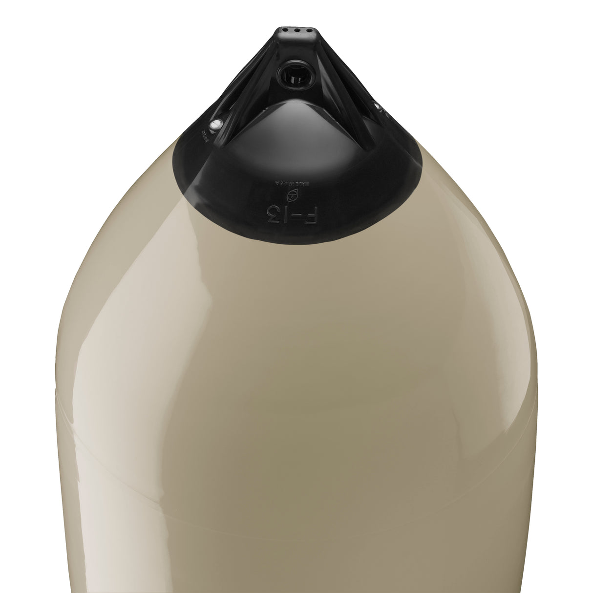 Sand boat fender with Navy-Top, Polyform F-13 angled shot