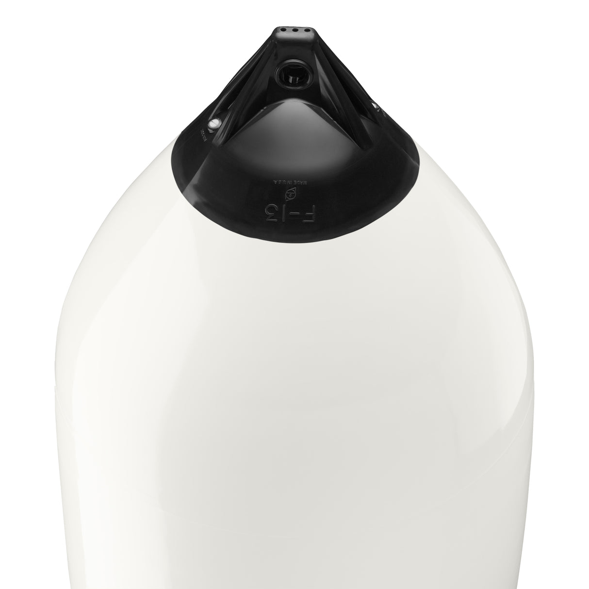 White boat fender with Navy-Top, Polyform F-13 angled shot