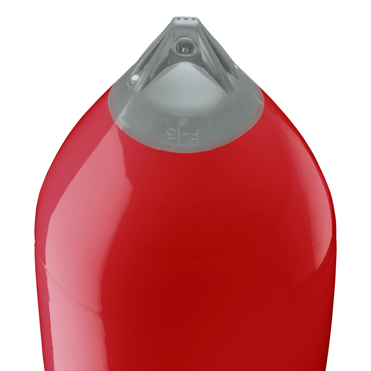 Classic Red boat fender with Grey-Top, Polyform F-13 angled shot