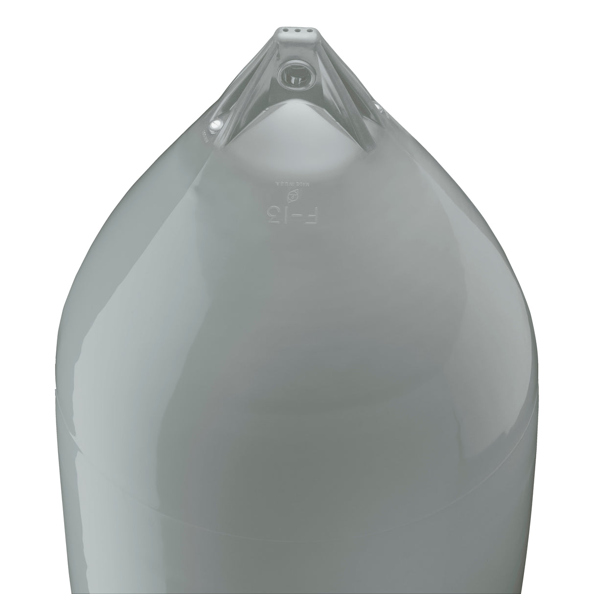 Grey boat fender with Grey-Top, Polyform F-13 angled shot
