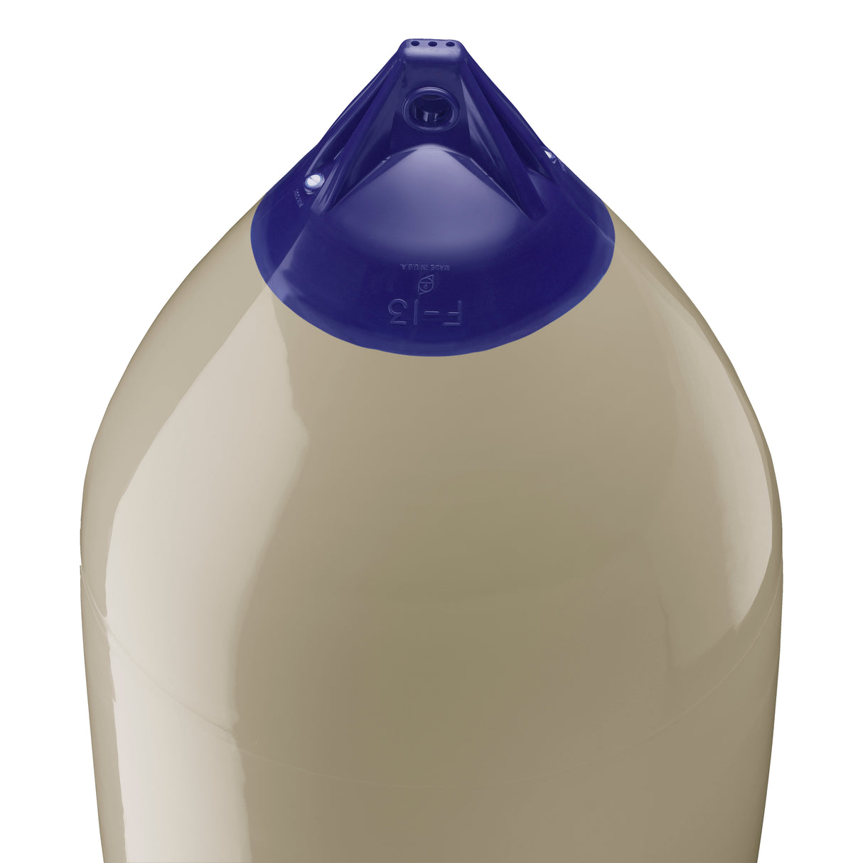 Sand boat fender with Navy-Top, Polyform F-13 angled shot