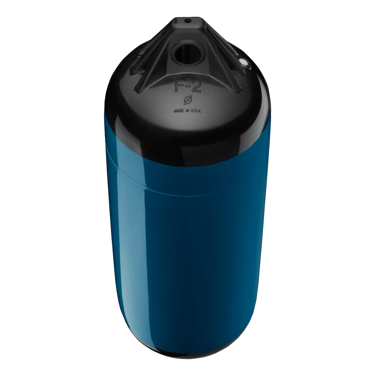 Catalina Blue boat fender with Black-Top, Polyform F-2 angled shot