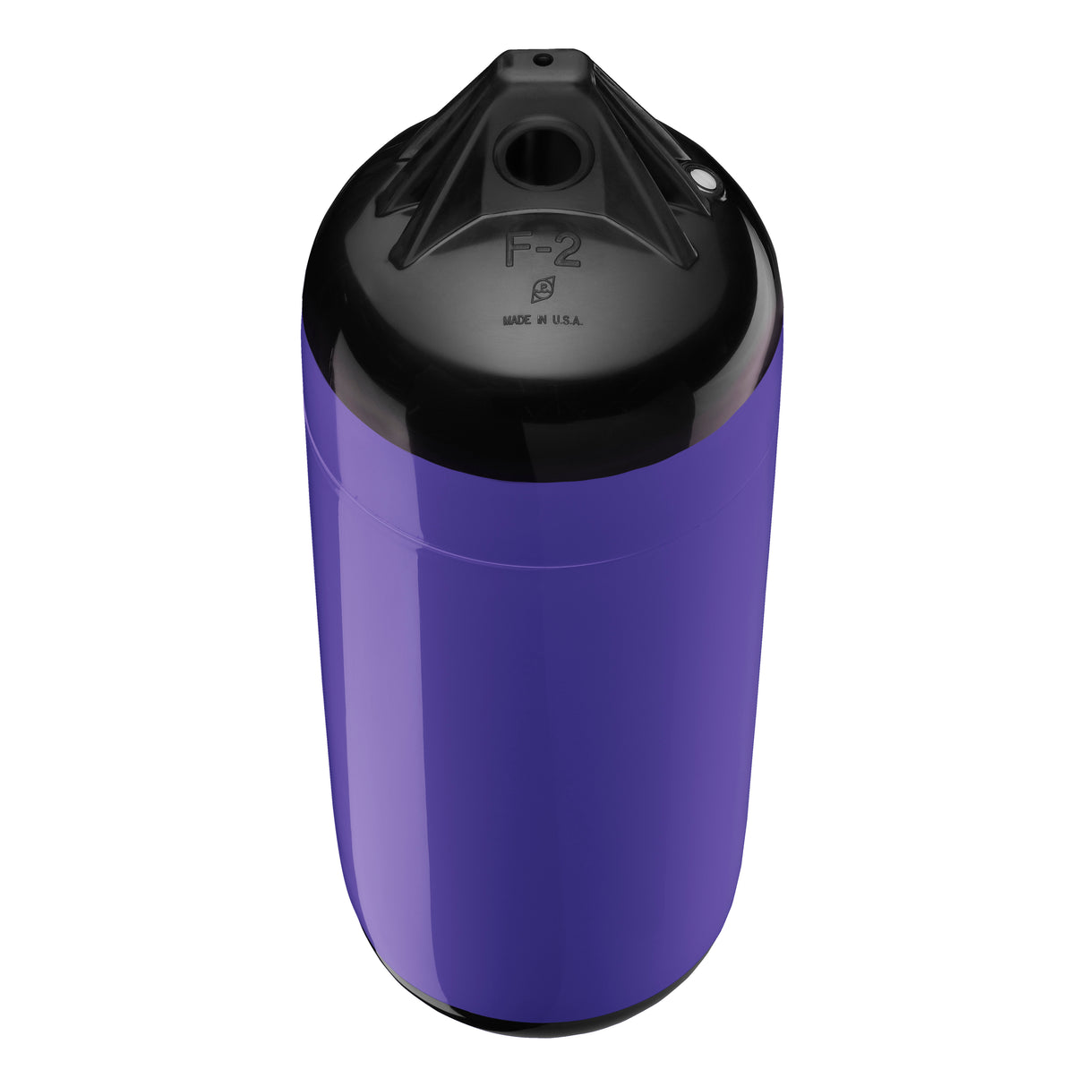 Purple boat fender with Black-Top, Polyform F-2 angled shot