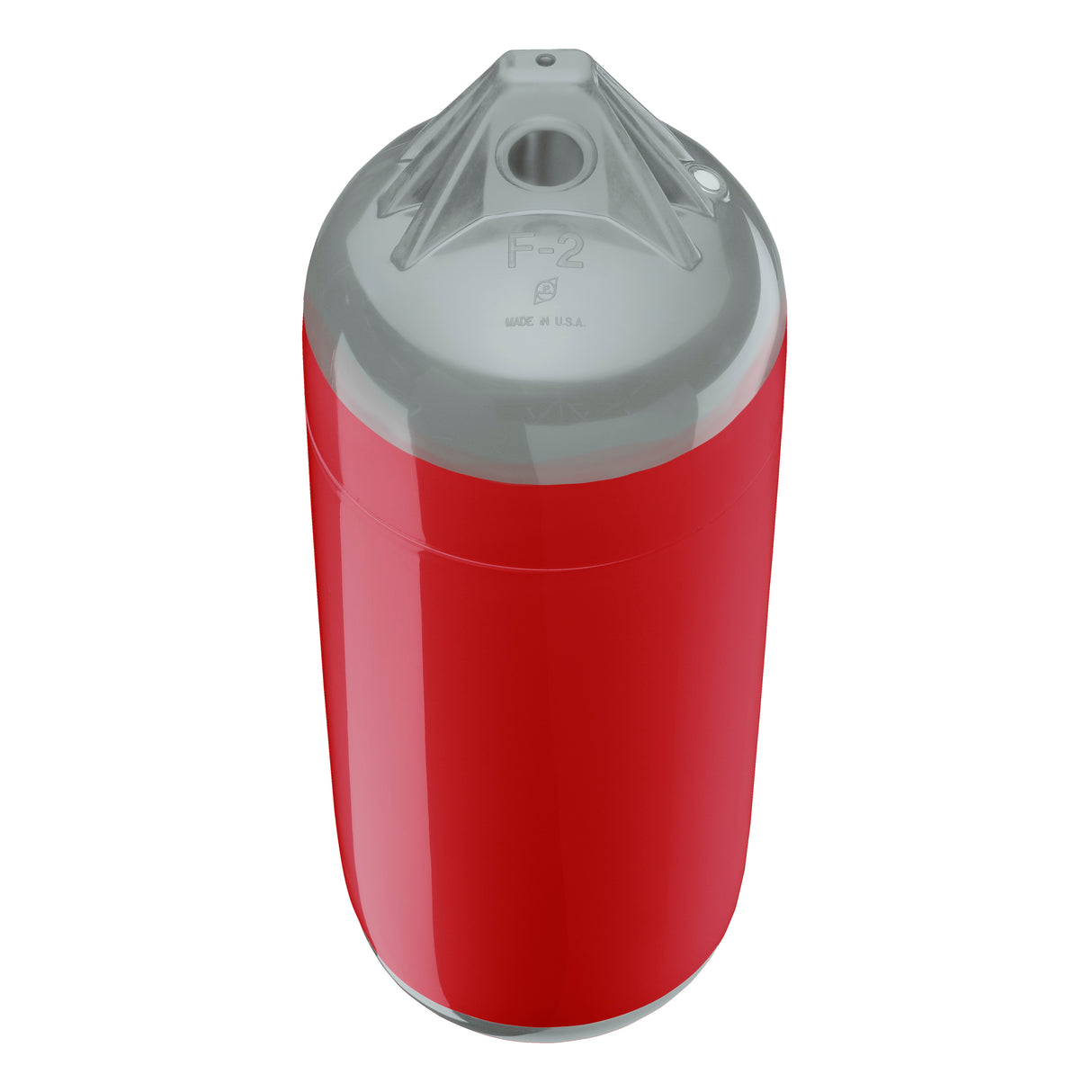 Classic Red boat fender with Grey-Top, Polyform F-2 angled shot