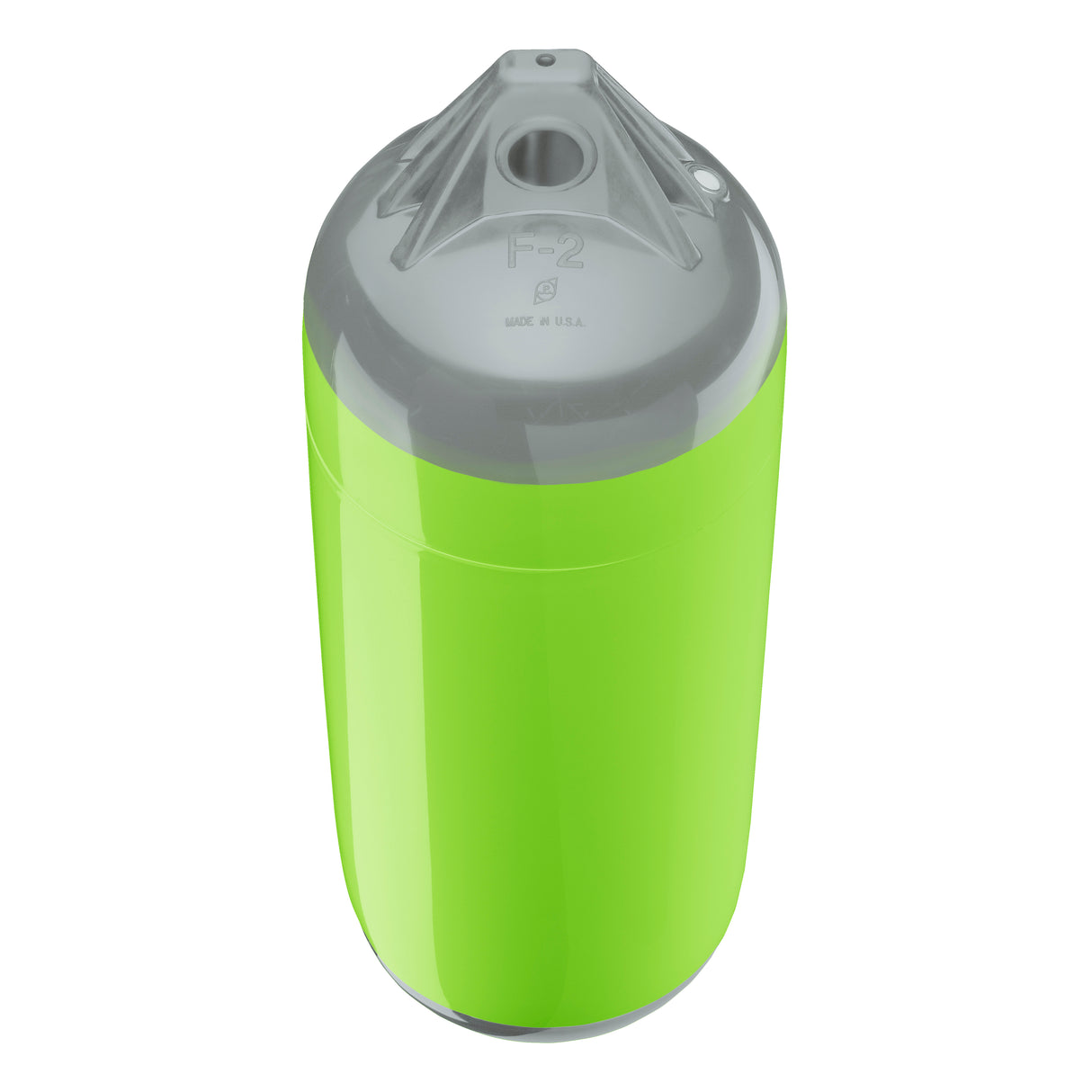Lime boat fender with Grey-Top, Polyform F-2 angled shot