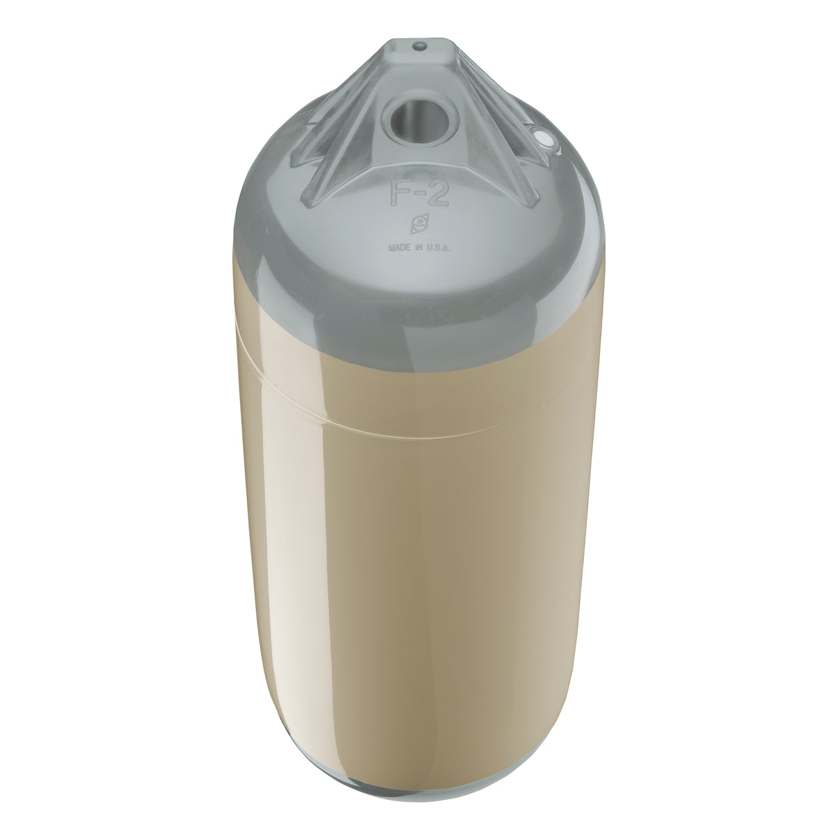 Sand boat fender with Grey-Top, Polyform F-2 angled shot