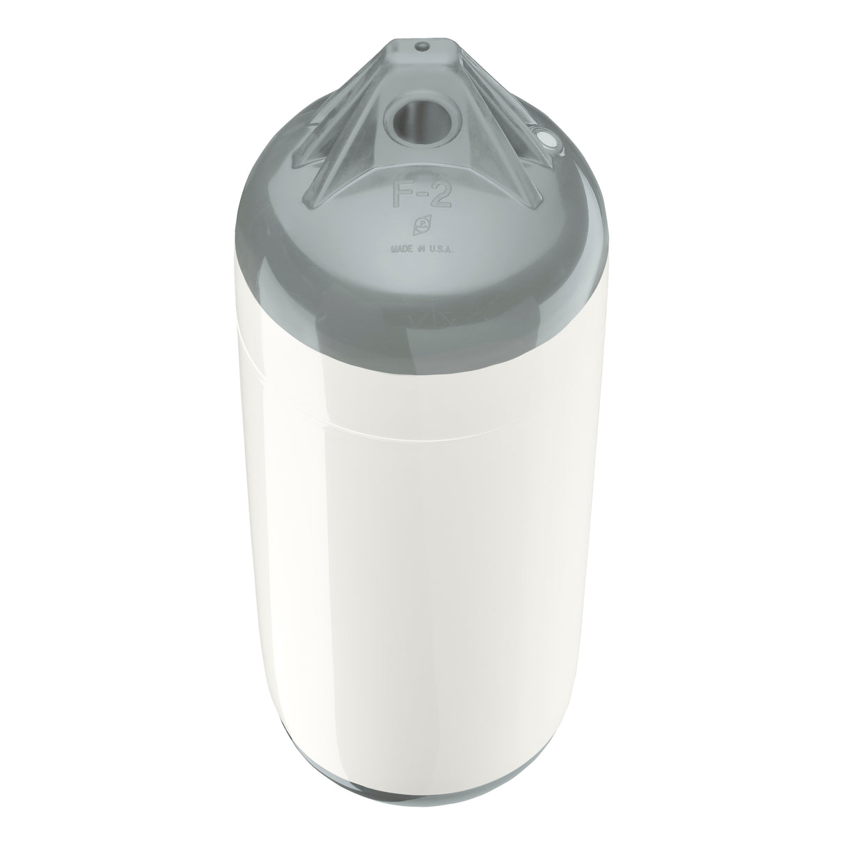 White boat fender with Grey-Top, Polyform F-2 angled shot