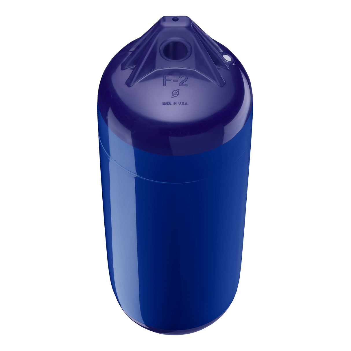 Cobalt Blue boat fender with Navy-Top, Polyform F-2 angled shot
