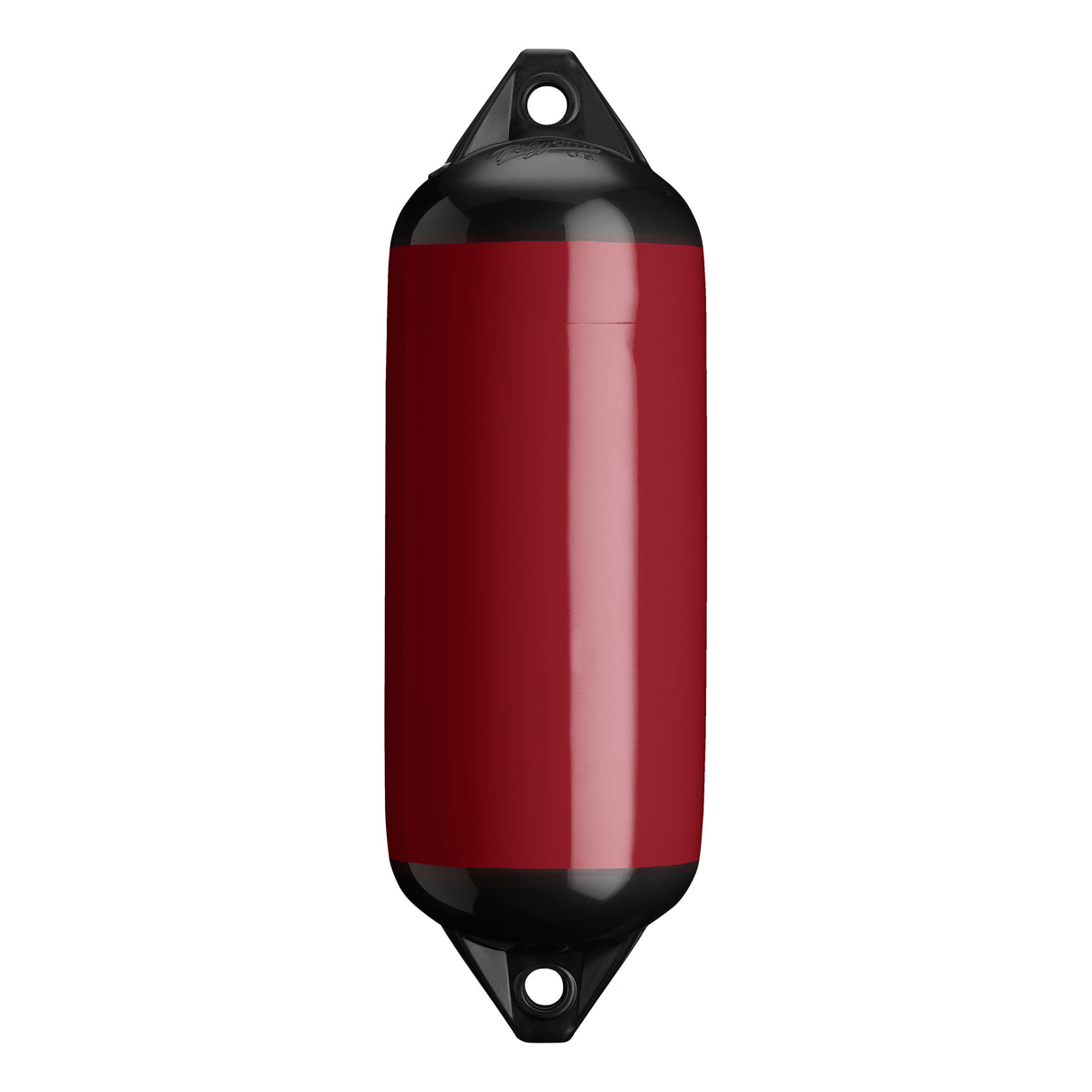 Burgundy boat fender with Black-Top, Polyform F-2