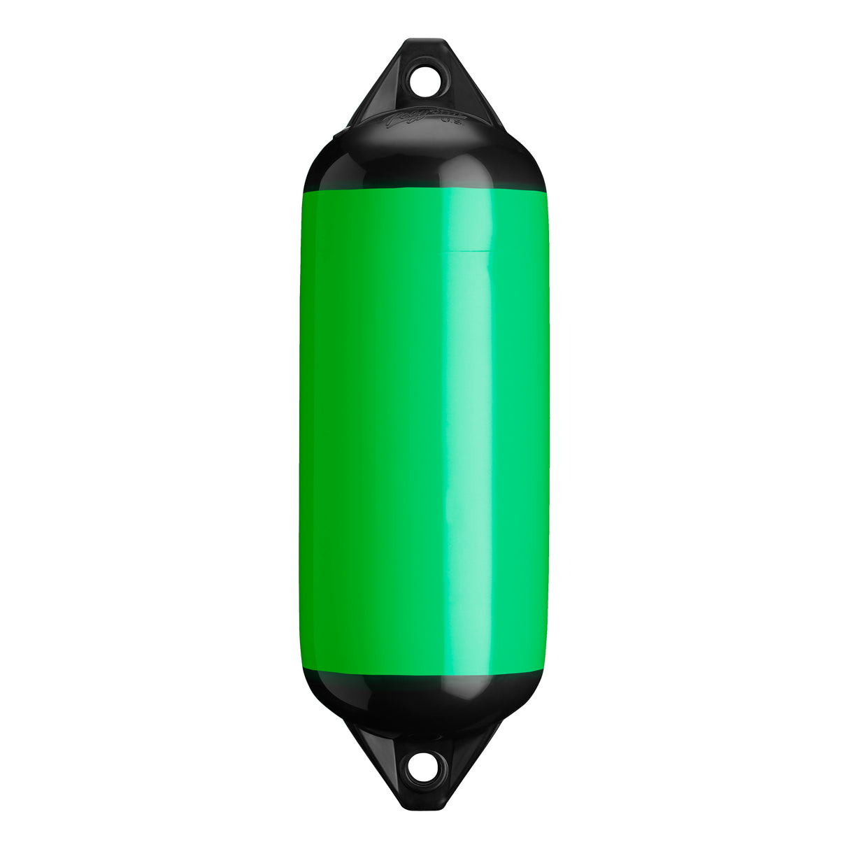 Green boat fender with Black-Top, Polyform F-2