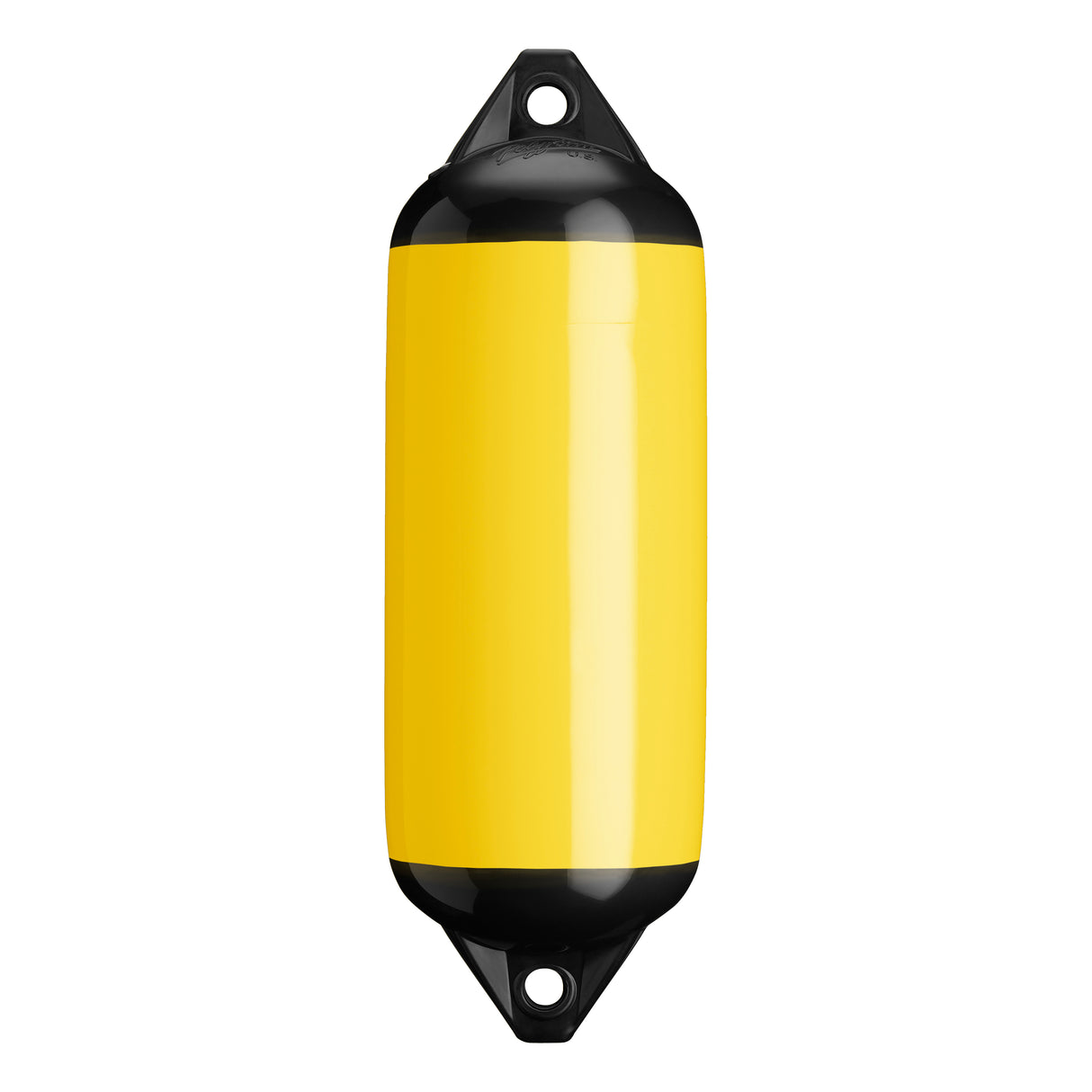 Yellow boat fender with Black-Top, Polyform F-2