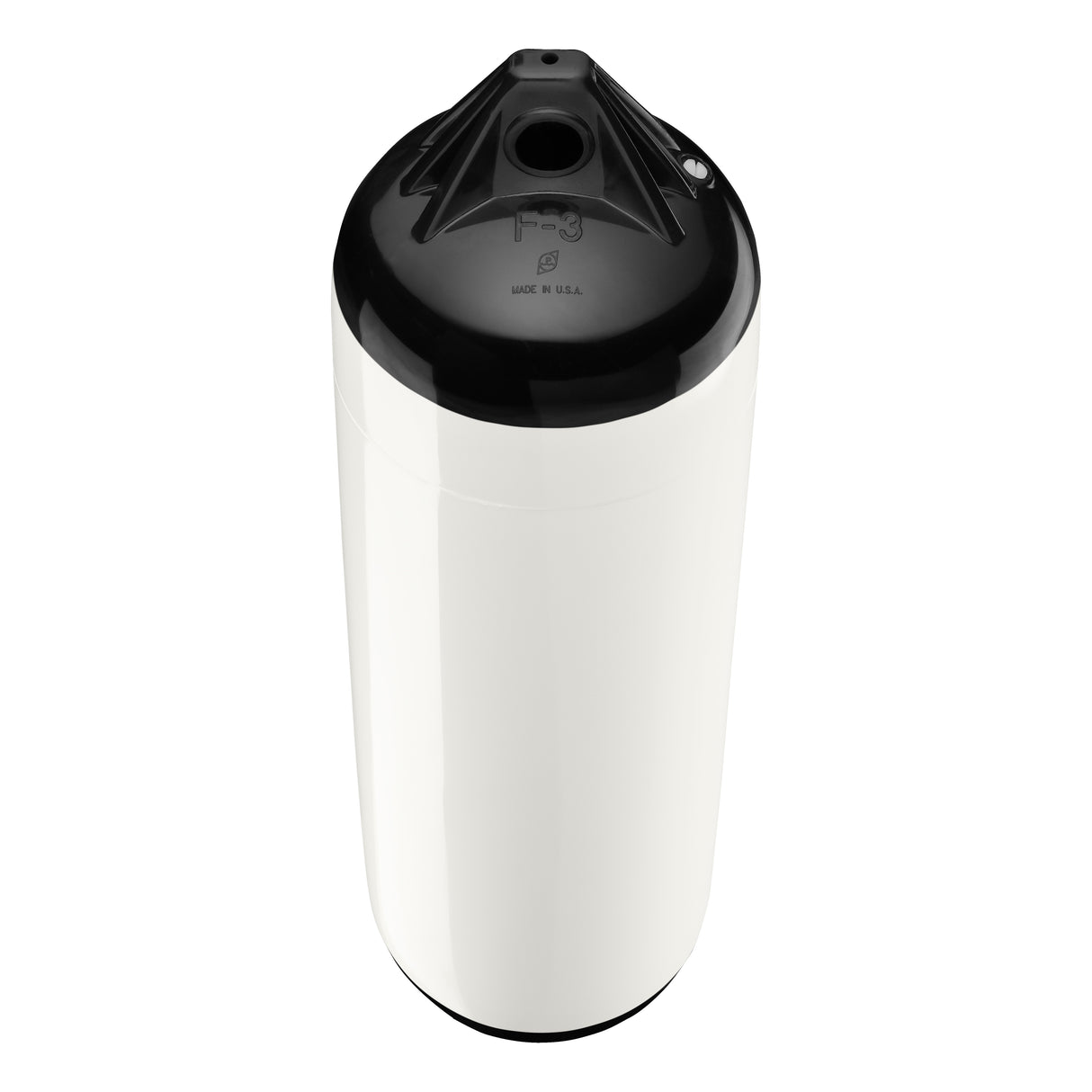 White boat fender with Black-Top, Polyform F-3 angled shot