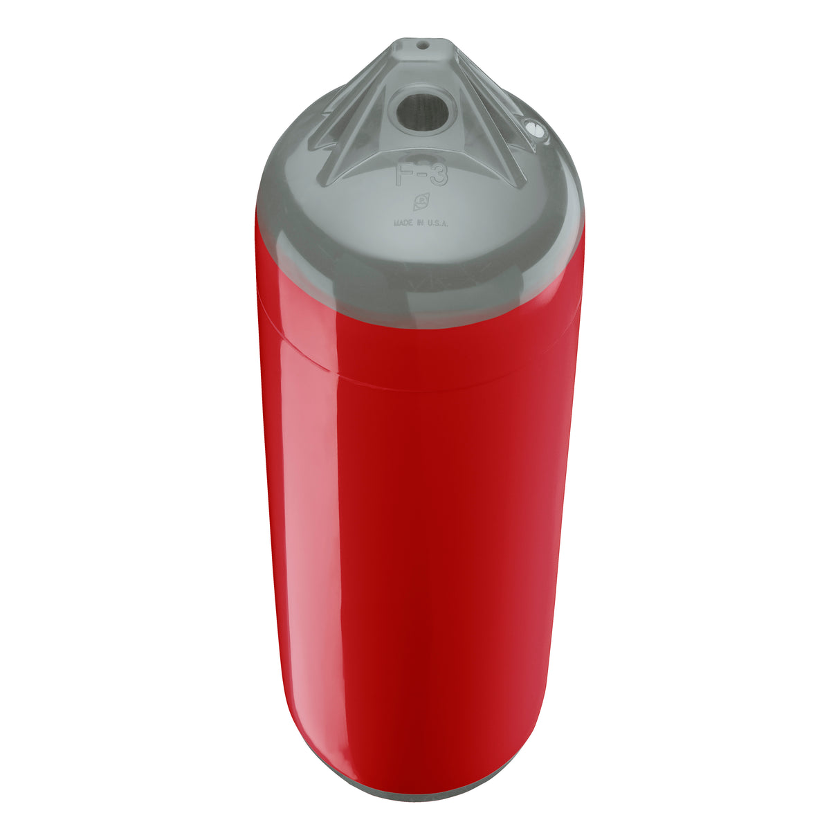 Classic Red boat fender with Grey-Top, Polyform F-3 angled shot