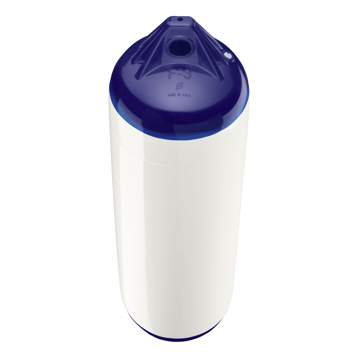 White boat fender with Navy-Top, Polyform F-3 angled shot