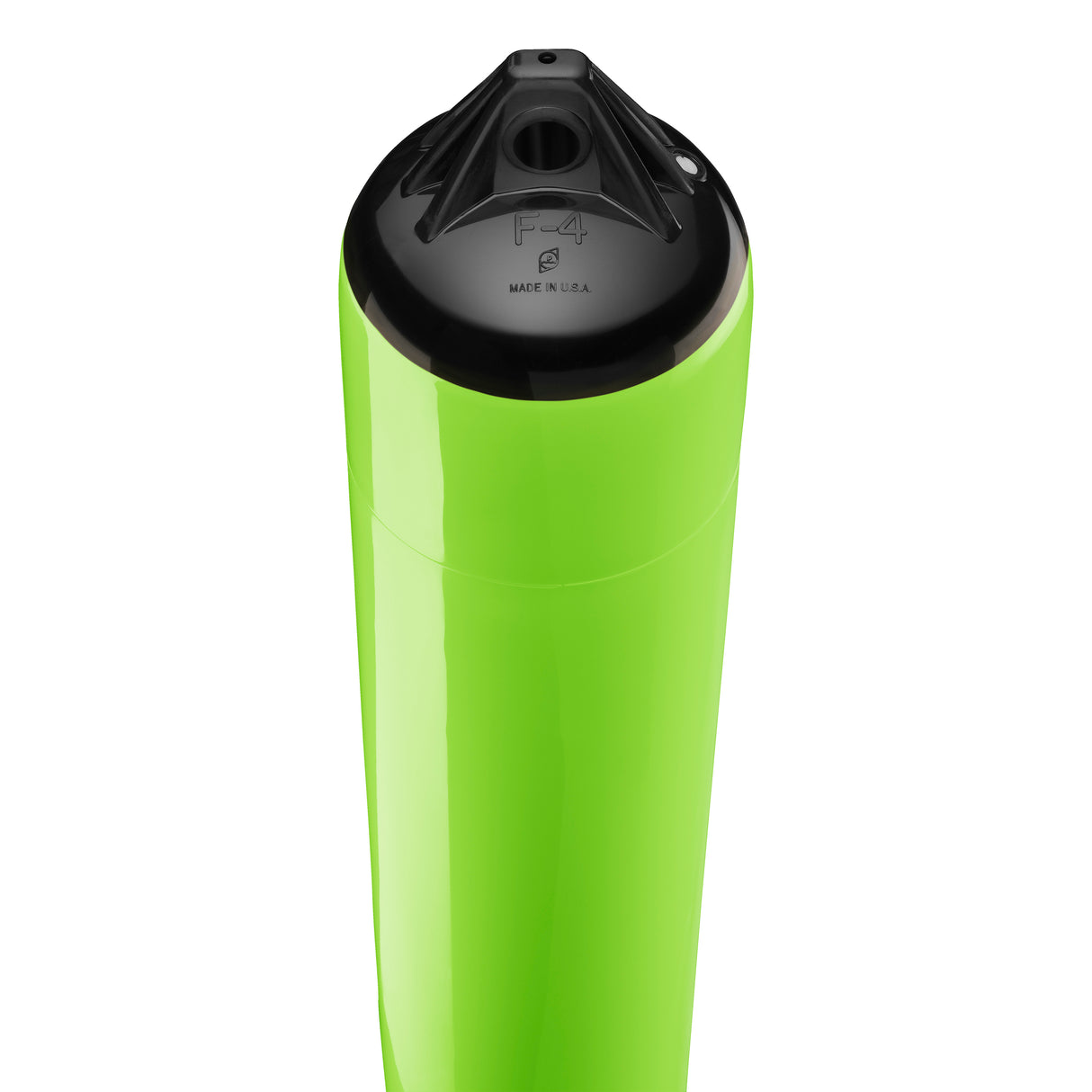 Lime boat fender with Black-Top, Polyform F-4 angled shot