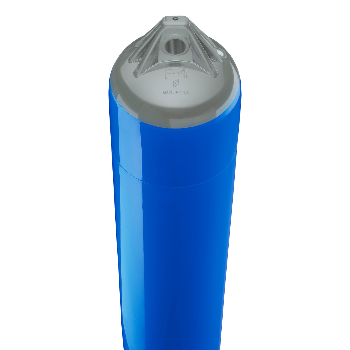 Blue boat fender with Grey-Top, Polyform F-4 angled shot