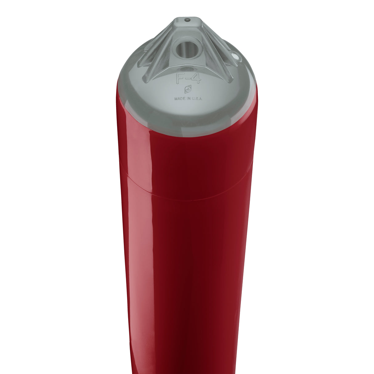 Burgundy boat fender with Grey-Top, Polyform F-4 angled shot