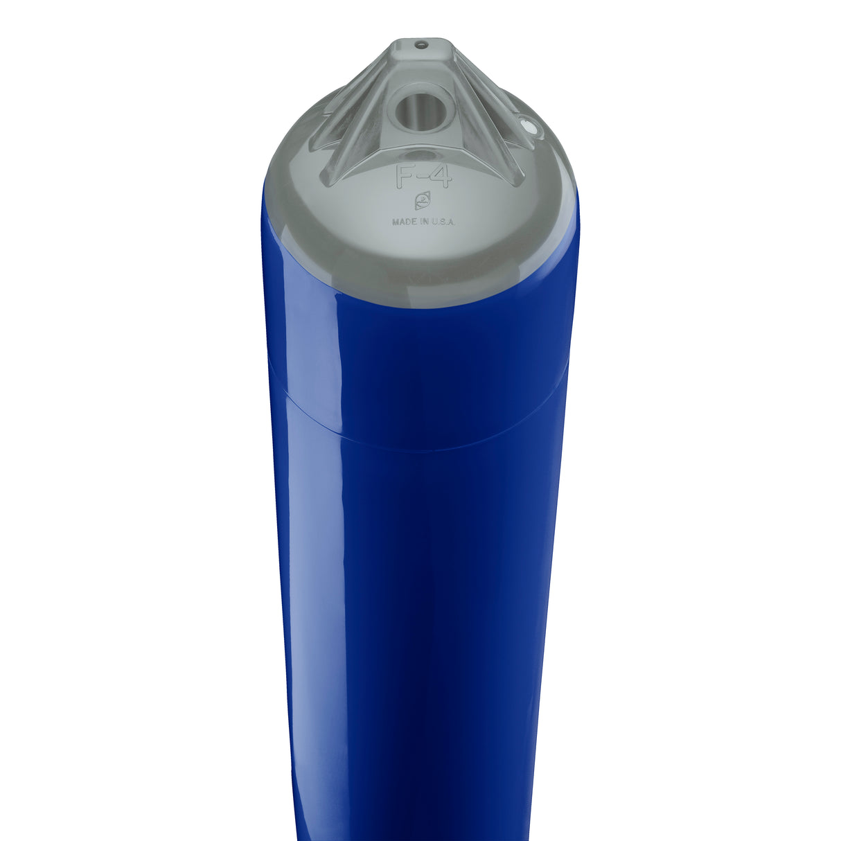 Cobalt Blue boat fender with Grey-Top, Polyform F-4 angled shot