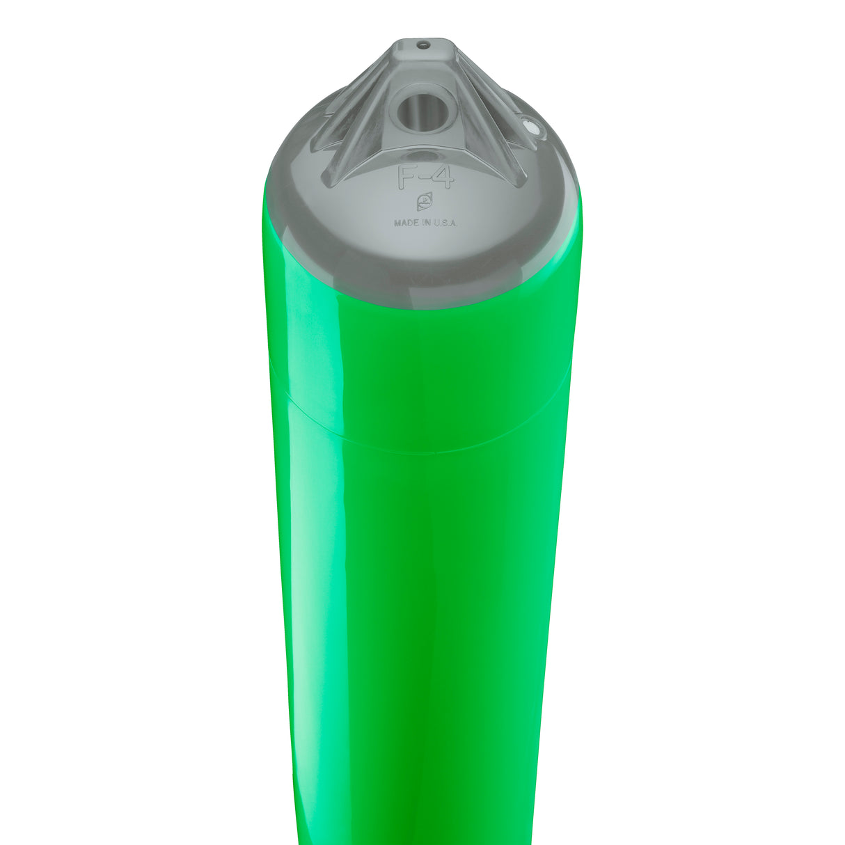 Green boat fender with Grey-Top, Polyform F-4 angled shot