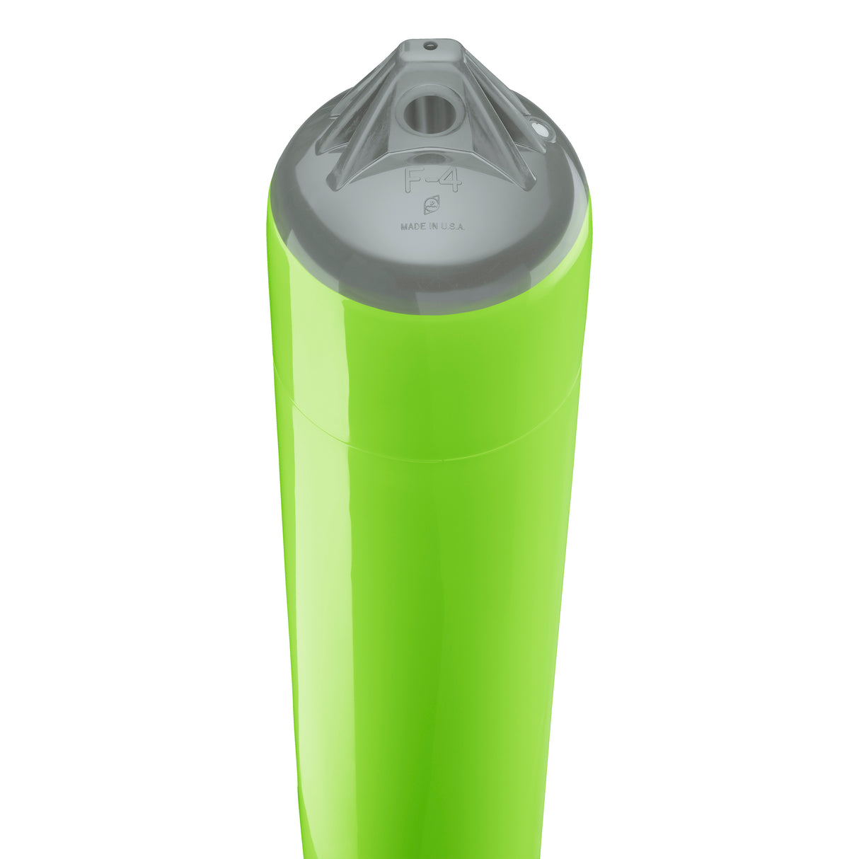 Lime boat fender with Grey-Top, Polyform F-4 angled shot