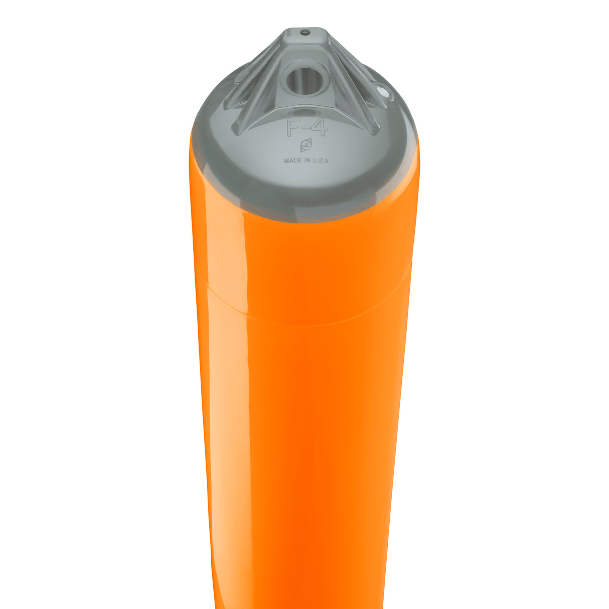 Orange boat fender with Grey-Top, Polyform F-4 angled shot